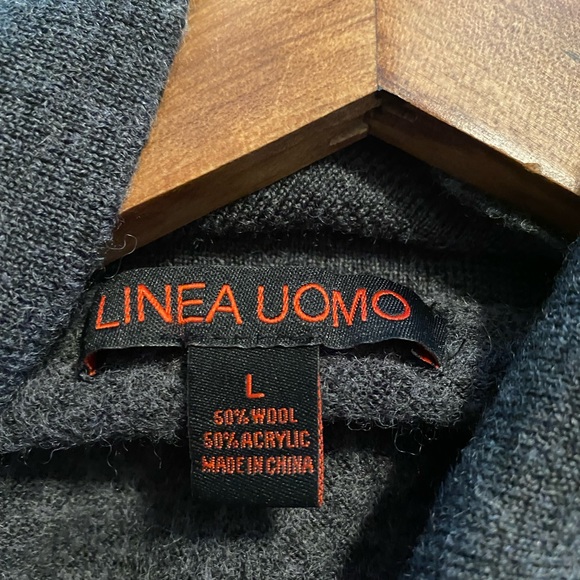 Linea Uomo Meino Wool Sweater Men's large GrY Knit Pullover Mock Neck Sweater - - Picture 5 of 5